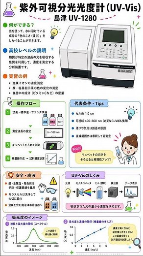 【総合理化学科 分析機器紹介シリーズ第5弾】高校に、UV-Vis。今回は、本校にある紫外可視分光光度計 UV-1280 を紹介します。