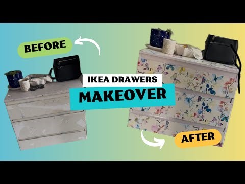 IKEA Drawer Makeover | Old to New Look with Wallpaper & White Paint | Budget Makeover 