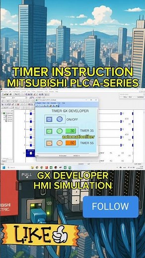 Timer Instruction Mitsubishi PLC A-Series GX Developer #shots #mitsubishi #plc #hmi #simulator