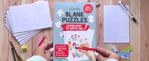 Decorably 8 Pack Blank Puzzles for Kids Set with Matte Finish, 28pcs Each 5.5x8in to Draw On for Boys & Girls Activities, Arts & Crafts, DIY Projects or Party Favors