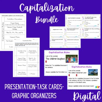 Bundle: Capitalization Rules Google Slides, Graphic Organizers & Task Cards
