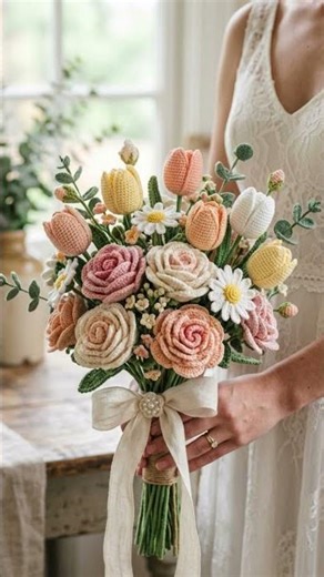 Crochet Bridal Bouquet Ideas 🌸 Stunning Handmade Wedding Bouquets AI Inspo
