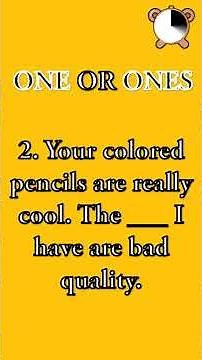 Use ONE or ONES -Basic English Grammar | Learn English Grammar #shorts