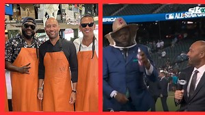 WATCH: David Ortiz sprays the 'Yankee Repellent' on Derek Jeter and Alex Rodriguez during All-Star post game show