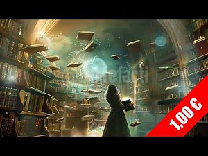 Enchanted Library with Floating Books and Portal – Magical Stock Footage