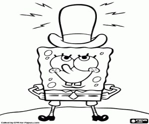 SpongeBob with the hat coloring page printable game