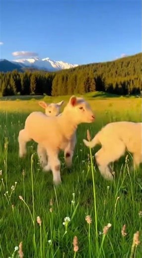 Innocent Baby Lambs Playing Together 🐑✨ #cute #animals #shorts