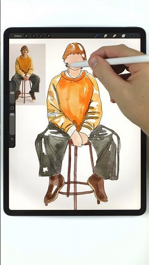how to paint people in procreate. urban watercolor sketching people #painting #paintingtutorial