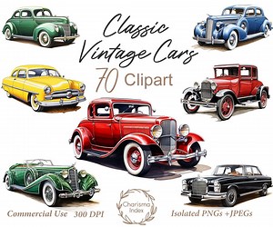 Watercolor Vintage Cars 70 PNG, Classic Vehicles Clipart Bundle, Retro Car Sublimation Designs, Hot Rod Car Digital Download, Commercial Use - Etsy
