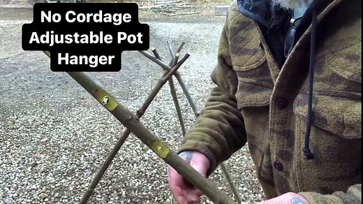 Making a Cordless Pot Hanger for the Y Stick Tripod #outdoor #bushcraft #thepathfinderschoolllc #davecanterbury | David Canterbury