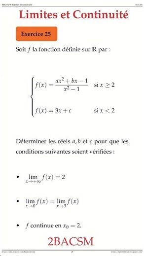 Exercice 25 Limites et Continuite 2BACSM Maths space2study M2BSMS1v13