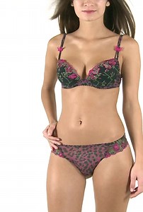 Aubade Corbeille à coque String Fleur de pommier Noir et violet