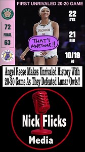 Angel Reese Makes Unrivaled History With First 20-20 Game As They Defeated Lunar Owls!_________________________Reese's performance comes three days after she recorded a 15-point, 16-rebound double-double on Tuesday, helping propel the Rose to a four-game win streak. On Friday, it led the Rose to a 72-63 win over the Owls, handing them their first loss of the season.As Reese exited the court, she mimicked the Lunar Owls' "Hootie Hoo" rallying cry, yelling out that chant while flapping her hands. 