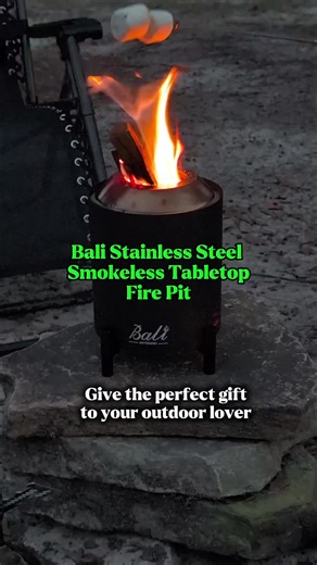 Be the favorite gift giver this year or even get one for yourself to enjoy these crisp fall nights. This Bali Stainless Steel fire pit is the perfect size to pack up and take camping or just pop out on your back yard for some quick s'mores! #balismokelessfirepit #campinghacks #smokelessfirepit #firepit #BFCM @BALI OUTDOORS