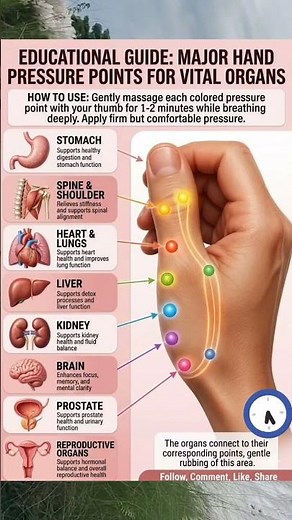 ✨ Hand Pressure Points Guide 🖐️💡#HealthTips #Wellness #BodyCare #HealthyLife #Reflexology #youtube