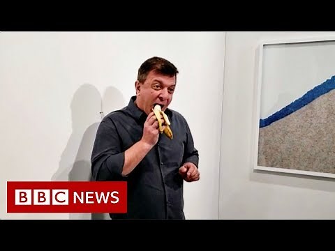 David Datuna: Artist eats $120,000 banana art at gallery - BBC News