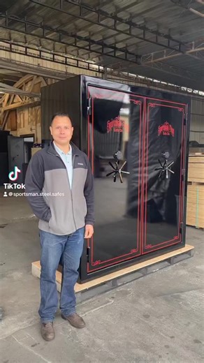 Sportsman Steel Safes on Instagram: "Our twin door Iron American comes in at 84” tall x 75” wide x 35” deep(without the handles) and features a double steel body with a mix of 1/4” steel plus a 12 gauge inner liner. The doors interlock and the bolts from one door extend into the other. Both doors sit on a 3/4” thick, 2” wide anti-pry frame and our Jig-Saw door system creates additional sealing points between the doors and frame. Full door tactical panels ready for your accessories, fully built o