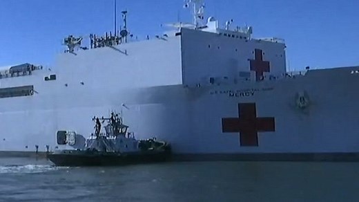 The USNS Mercy hospital ship arrives in Los Angeles to assist COVID-19 cases