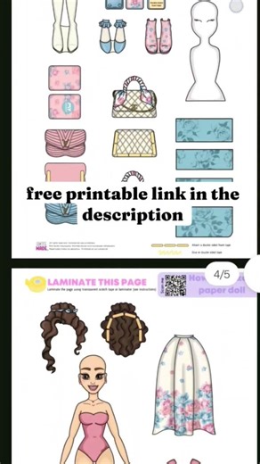 Kate Made free printable link in the description,blue, pink outfit _ have fun 😊