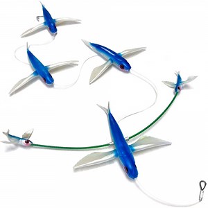 [Hot Item] 5 PCS/Bag Blue Fly Fish Saltwater Trolling Fishing Lures Tuna Mahi Wahoo Dora Saltwater Big Game Fishing Tackle