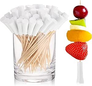 500 Pcs 4.7 Inch Golf Tee Picks for Appetizers Golf Toothpicks Decorative Golf End Sports Bamboo Fruit Sandwich Cocktail Picks for Golf Party Decoration Supplies Catered Events (White)