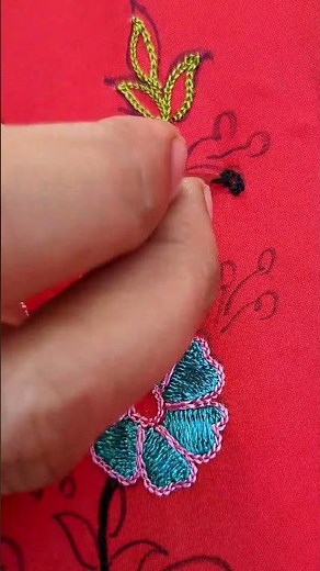 Red Colour Background Embroidery Video #shorts