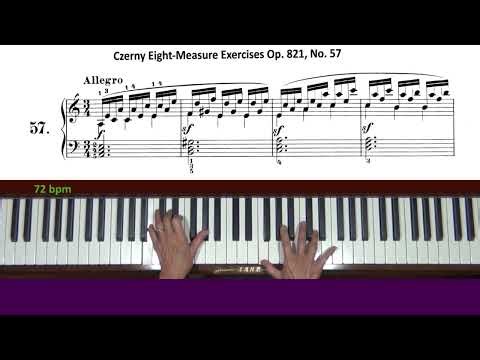 Czerny Eight Measure Exercises Op. 821, No. 57 Piano Tutorial