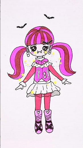 How to draw a cute Draculaura from Monster High | Step by step drawing for kids