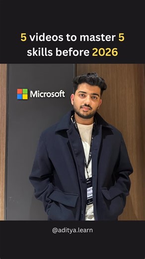 Adittya Singh on Instagram: "5 Videos to Master 5 Skills Before 2026 1. Excel by Freecodecamp 2. SQL by Programming with Mosh 3. Python by Freecodecamp 4. Tableau by Data with Baraa 5. ML by Kylie Ying (Don’t forget to save this reel) #excel #python #sql #ml #skills"