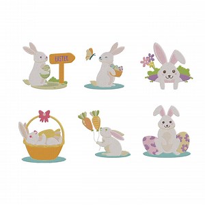 Easter Bunny Embroidery Design, Spring Rabbit Egg Machine Embroidery File, 6 Design, 7 Size, Instant Download - Etsy