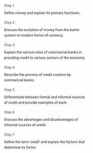 Step 1Define money and explain its primary functions.Step 2... | Filo