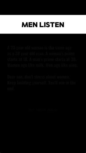 Motivation | Masculinity | Health on Instagram: "A man’s clock doesn’t tick the same way. At 23, most men are still experimenting. At 30+, a focused man starts compounding — money, discipline, network, confidence. Value for a man is built, not granted. And anything built slowly becomes hard to replace. Stop competing for attention. Start competing with your yesterday. While others chase validation, you build leverage. While others panic about timelines, you sharpen your edge. Time exposes the ca