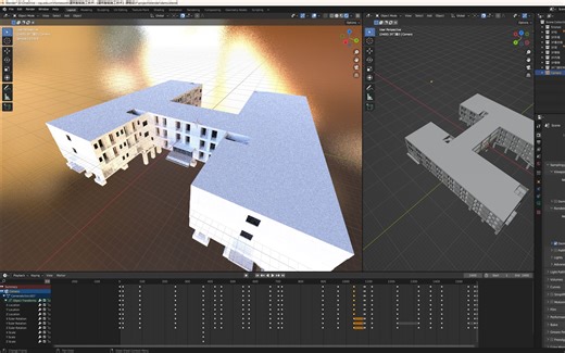 【blender+revit+python】框架结构装配式建筑叠合板施工动画