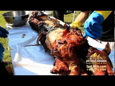Crisping the Skin of a Whole Pig Using a SpitJack Rotisserie