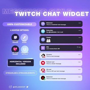 Twitch Chat Widget Messages Style | Event Messages | Streamlabs & Streamelements - Etsy