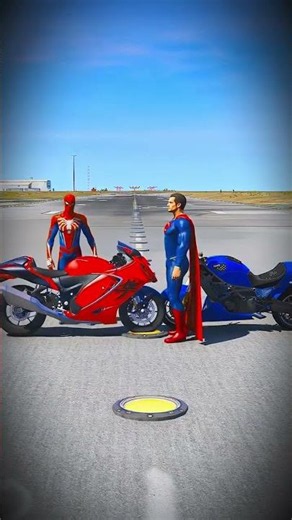 Spider-Man vs Superman 🚴‍♂️🏍️ Epic Race Challenge | Who Will Win? 😱 #shorts #cartoon
