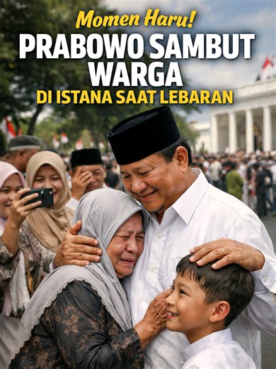 Presiden Prabowo Subianto menggelar open house Idulfitri 1447 H di Istana Kepresidenan Jakarta dengan suasana hangat dan penuh kebersamaan. Didampingi putranya, Didit Hediprasetyo, Presiden menyapa dan menyalami ribuan masyarakat yang hadir. Momen ini menjadi pengalaman berkesan bagi warga, termasuk Sinta, yang haru karena akhirnya bisa bertemu langsung dengan Presiden di hari Lebaran. #prabowosubianto #harirayaidulfitri #istananegara #mohonmaaflahirdanbatin #indonesiakuat