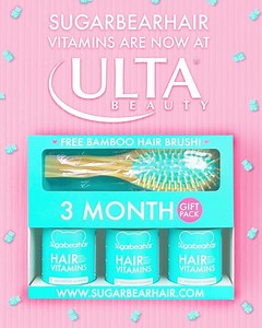 SugarBearHair Vitamins 3 Month Gift Packs are now available at all Ulta locations and include a free bamboo hair brush! | Sugarbear