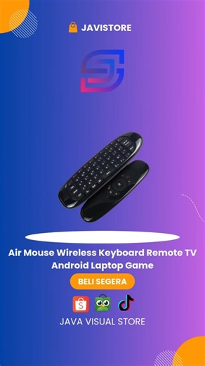 Java Visual Store on Instagram: "Air Mouse Wireless Keyboard Remote TV !! Air Mouse Wireless Keyboard Remote adalah remot serbaguna untuk Smart TV, Android Box, PC, dan lainnya, yang menggabungkan fungsi mouse udara (air mouse) dengan keyboard mini dan kontrol multimedia, menggunakan koneksi nirkabel 2.4GHz melalui USB dongle. Remote ini mengendalikan kursor layar dengan gerakan tangan berkat sensor giroskop (gyro sensor) 3D/6-axis, mempermudah navigasi, mengetik, dan mengontrol pemutaran media,