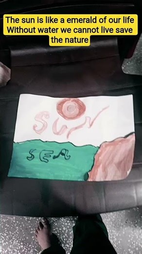 beach scene drawing#shining orange 🌞 sun