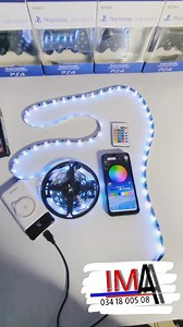 Bande LED RGB, alimentée 5V Contrôlable par application Androïd/Télécommande 5m : 30.000ar 10m : 40.000ar 034 18 005 08 032 82 917 35 033 76 022 23 LIVRAISON POSSIBLE | Rdc Ima