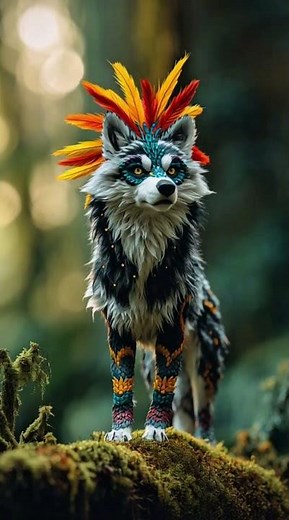The Most Majestic Creature Ever Created — A Wolf With Bird Colors! 🐺🦜✨