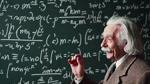 Portrait of a Scientist in Front of a Chalkboard Filled with Equations | Premium Stock Video Footage