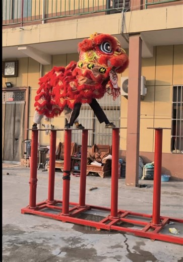 This team performs high-pole dragon dance, one of the most demanding forms of traditional Chinese performance. Dancers leap, balance and rotate on narrow poles several meters above the ground, relying entirely on strength, timing and trust. Before the costume is added, the movement looks raw and almost mechanical — pure athletic precision. Once the dragon costume comes on, the same motions transform into a living, flowing creature in the air. High-pole dragon dance requires years of training. Pe