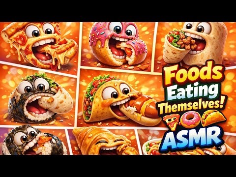 Foods Eat Themselves!? Crazy ASMR Pizza, Donut, Taco & More🍕🌯🌮🍩🎂🍦🍙