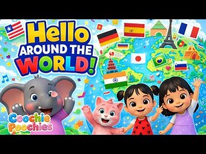 Hello Around the World 🌍| Learn Flags & Hello In Different Countries | Kids Greeting Rhyme |