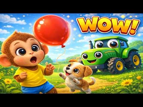 Cute Baby Monkey & Smiling Tractor 🚜🎈 | Funny Farm Cartoon for Kids | 3D Animation