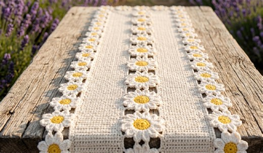 Crochet Daisy Table Runner Pattern, Farmhouse Floral Tutorial (PDF Download) - Etsy