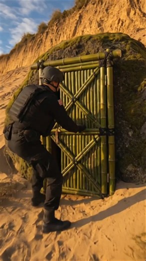 Hidden Survival Bunker in the desert #secretbunker #bamboohouse #fyp #shorts #fypviral