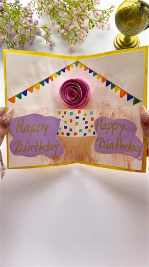 DIY Happy Birthday Pop-Up Card 💕 #shorts #diy #craft